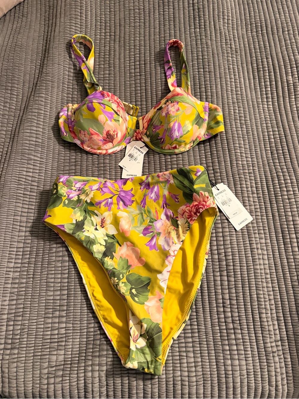 Express Body Contour Yellow Floral Bikini